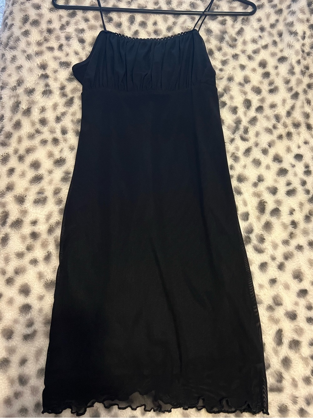Forever 21 Black Slip Dress with Ruffle Hem